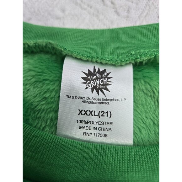 The Grinch Green Fleece Pullover Sweater Naughty Graphic Xmas Theme Unisex XXXL - Picture 3 of 4